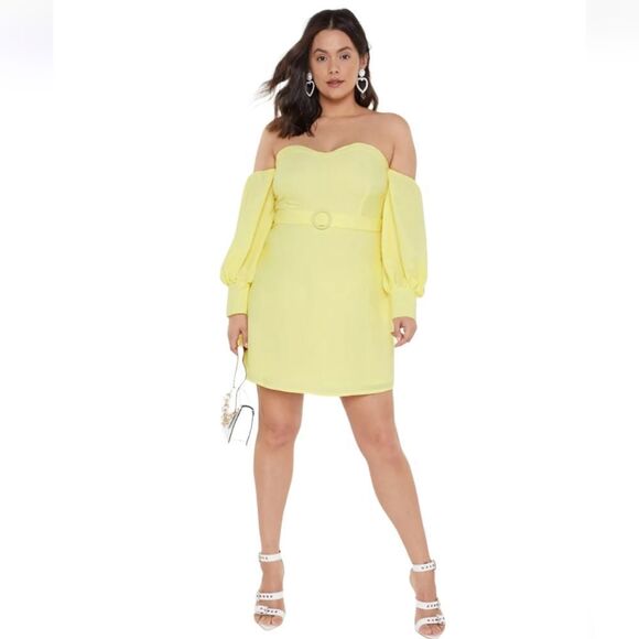 Nasty Gal Off-the-Shoulder Plus Mini Dress - Picture 1 of 5